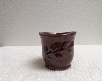 Vintage Miniature Brown Glazed Pottery Planter