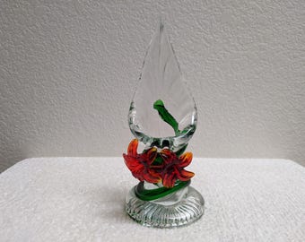 Vintage Jack in the Pulpit Hand Blown Glass Vase or Candle Holder