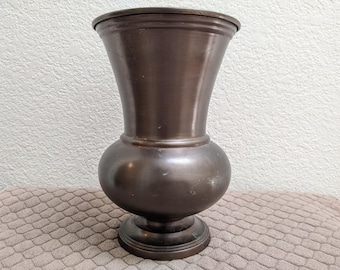 Restoration Hardware Burnished Brass Urn Vase with Bronze Finish