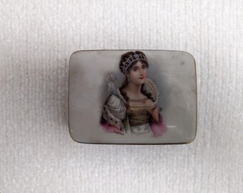 Vintage Hand Painted Porcelain Trinket Box with Lid made in Czechoslovakia