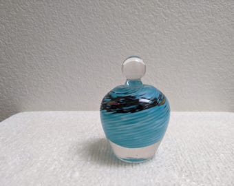 Vintage Artisanal Bohemian Blown Glass Perfume Bottle with Stopper