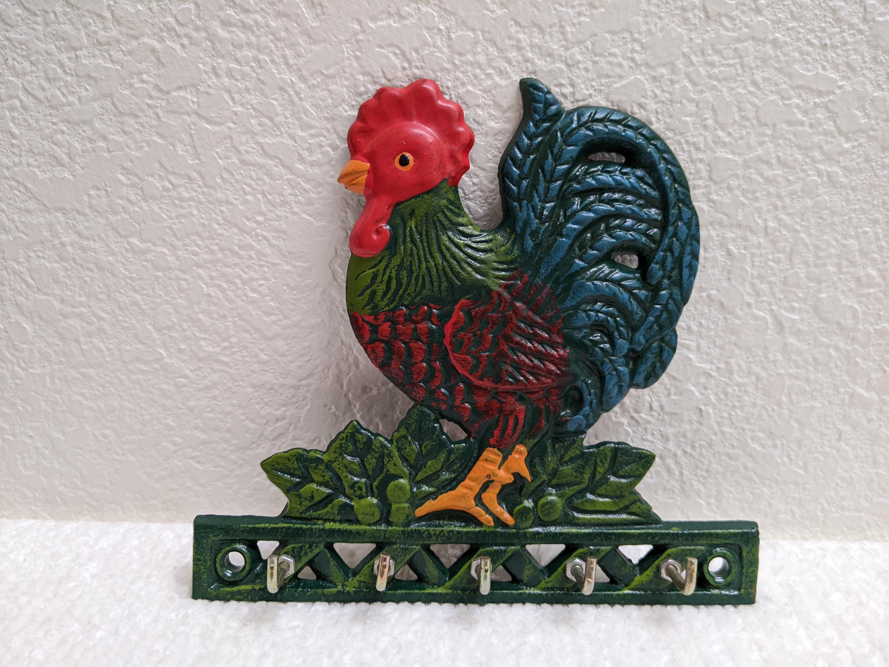 Roaster Key Rack Vintage Old Dutch Cast Iron and Hand Painted Rooster Key Rack - Etsy