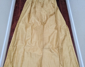 Vintage Yellow Damask Pinch Pleated Drapery Panels