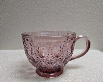 Vintage Pink Glass Teacup by Godinger