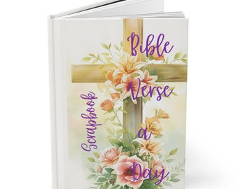 Notatnik z wersetami biblijnymi Floral Cross na każdy dzień | Notatnik z wersetami biblijnymi Floral Cross, który zainspiruje Cię do codziennego czytania Biblii, prezent dla chrześcijańskiej mamy