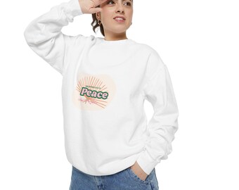Bluza z motywem słońca Peace | Top inspirowany 5 owocami Ducha Świętego w Liście do Galatów | Minimalistyczne ubrania chrześcijańskie | Prezent dla osoby zajmującej się scrapbookingiem