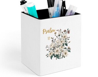 Psalm 89 Organizer na artykuły papiernicze, kwadratowy pojemnik na długopisy do zarządzania bałaganem, pojemnik na przybory do scrapbookingu, prezent dla nauczyciela chrześcijańskiego, prezent na artykuły papiernicze