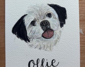 Mini Pet Portrait 4x6 Hand Painted in Watercolor | Gift, memorial, decor