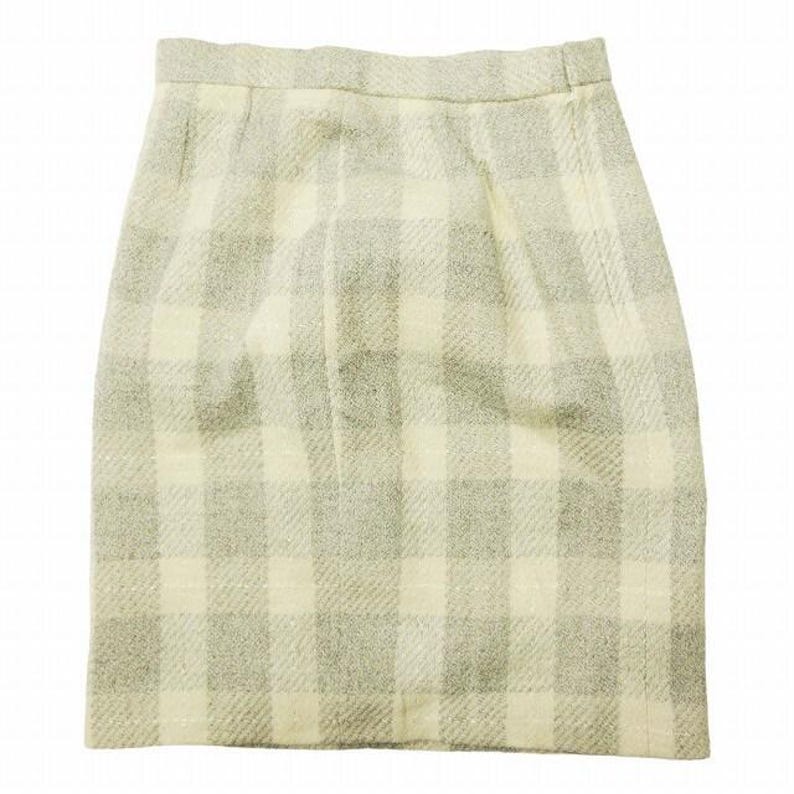 Vintage Courrèges Check Tweed Skirt Suit Set - Wool Blend Ruffle Tailored Jacket image 9
