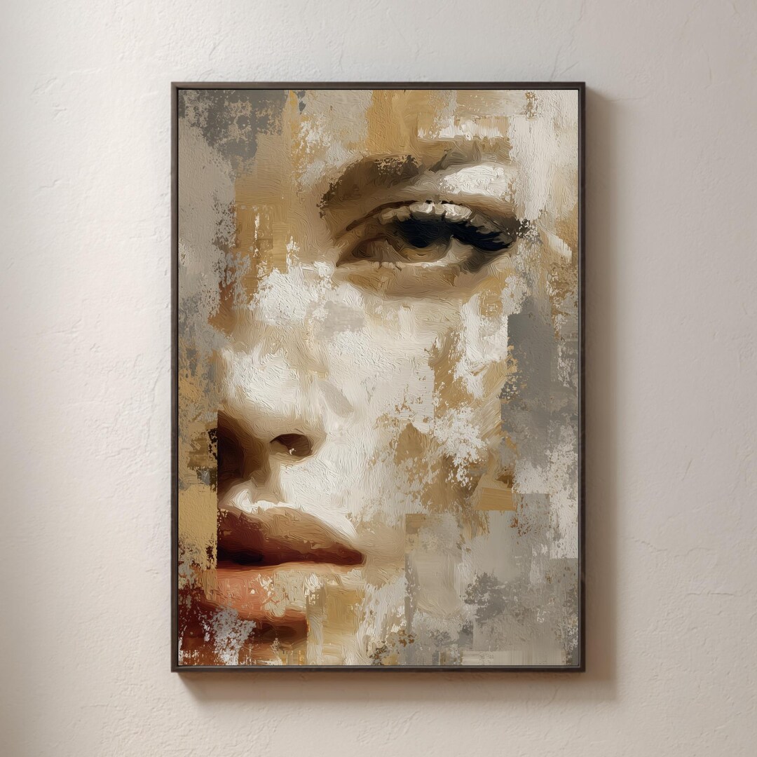 Neutral Female Face Wall Art | Beige Abstract Poster | Minimalist Print ...