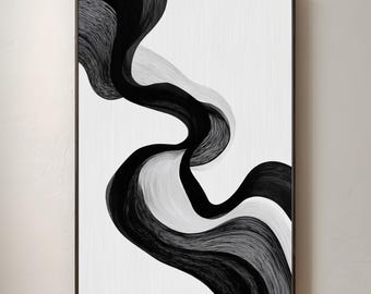 Black and White Abstract Line Art | Scandinavian Poster | Minimalist Print