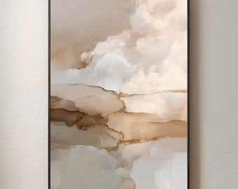 Neutral Abstract Wall Art | Beige Boho Poster | Minimalist Print