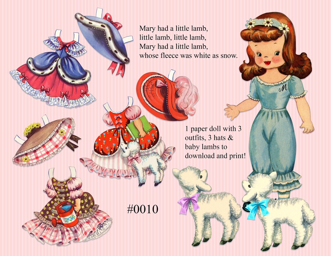 Vintage Nursery Rhyme Paper Dolls Paperdolls and Clothes Etsy