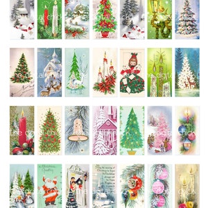 Vintage Christmas Clipart, Domino Pendant Images (Digital Collage Sheet)