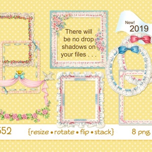 Baby Border Clipart, instant digitale download, Vintage baby, bloemen, strikken, randen, frames, kant, lint, ruches--PNG-bestanden 4552