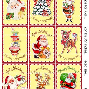 Digital Clipart, instant download, Vintage Christmas Cards or tags for Kids--Santa Claus, Reindeer--8.5 by 11--Digital Collage Sheet 1922