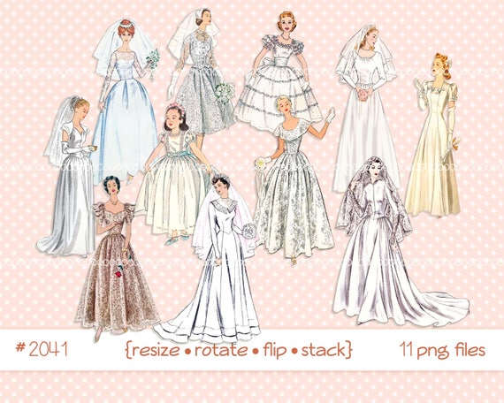 Vintage Women Clipart mother grandmother woman clipart ladies Digital Clipart 1950s 1940s clip art instant download PNG files 219