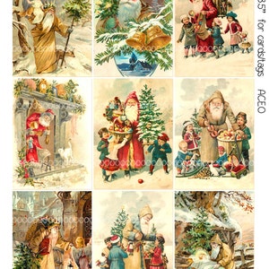 Digitale Clipart, Instant, Vintage kerstkaart afbeeldingen downloaden--oude wereld Santa Claus Saint Nicholas--8,5 bij 11 digitale Collage blad 1932