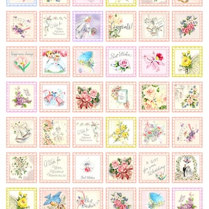 Wedding  Clipart, digital download, vintage Wedding, Victorian bride flowers stamp bells, digital collage sheet, 8.5by11 4141