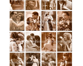 Digital Clipart, instant download, Vintage Images, Vintage Lovers, Couples, sepia photograph--Digital Collage Sheet (8.5 by 11 inches)   616