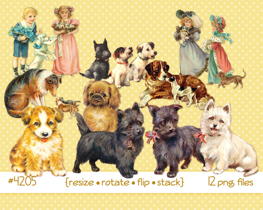 Digital Clipart Instant Download Cute Vintage Puppy Dog Clip - Etsy