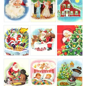 Digital Clipart, Instant Download--Santa Claus Christmas Clip Art, kitty puppy reindeer, sleigh kids--8.5 by 11--Digital Collage Sheet 6006