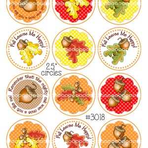 Thanksgiving Clipart--instant digital download--circles, cupcake toppers, fall leaves, oak leaves, acorns--(8.5 by 11 inches) 3018