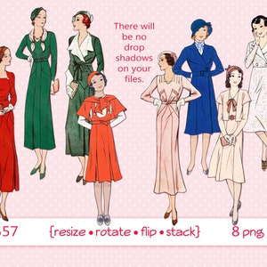 Vintage Frauen Clipart, Clip Art sofort-Download, junge Damen, Teenager, Frau Clipart, 1930er Jahre Mode, Scrapbooking PNG-Dateien 4557