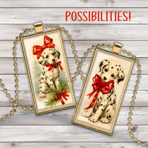 Clipart de cachorrinho de natal, pingente de dominó - filhotes, dálmata, chow, hidrante, - folha de colagem para impressão 8,5 por 11 uso comercial ok