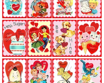 Vintage Valentine's Day Cards: Mini Clipart Collage Sheet (Digital Download)