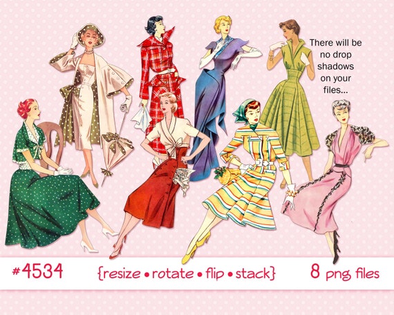 Vintage Women Clipart mother grandmother woman clipart ladies Digital Clipart 1950s 1940s clip art instant download PNG files 219