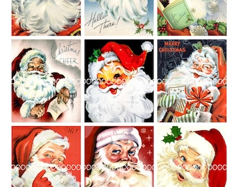Santa Clipart, instant download, Christmas Clip Art Vintage Santa Claus Kris Kringle St Nick--Digital Collage Sheet (8.5 by 11 inches) 580