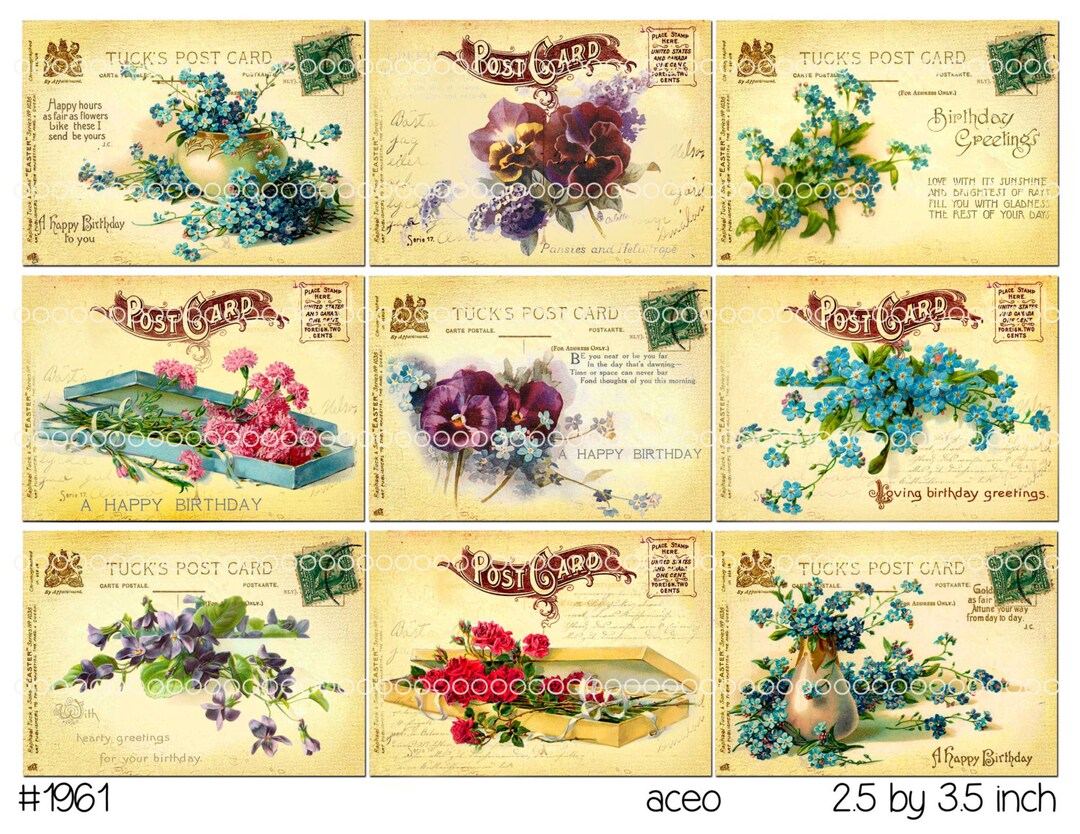 Vintage Collage Instant Download Vintage Birthday Postcard - Etsy