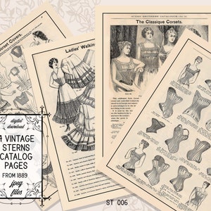 Vintage catalog pages, Digital clipart, instant download, printable ephemera, 1880s fashion--Digital Collage Sheet (8.5 by 11 inch) ST 6