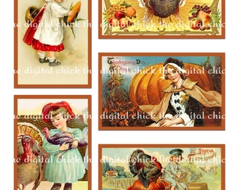 Vintage Victorian Thanksgiving Clipart--instant digital download--turkey turkeys pumpkins apples pilgrim  holiday--(8.5 by 11 inches) 1303