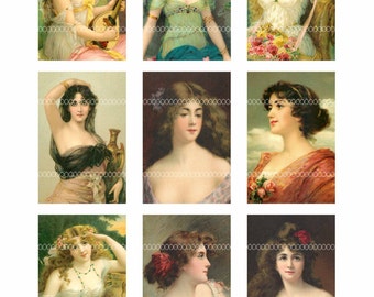 Digital Clipart, instant download, Vintage Ladies vintage illustrations woman women portrait--Digital Collage Sheet (8.5 by 11 inches)  1464