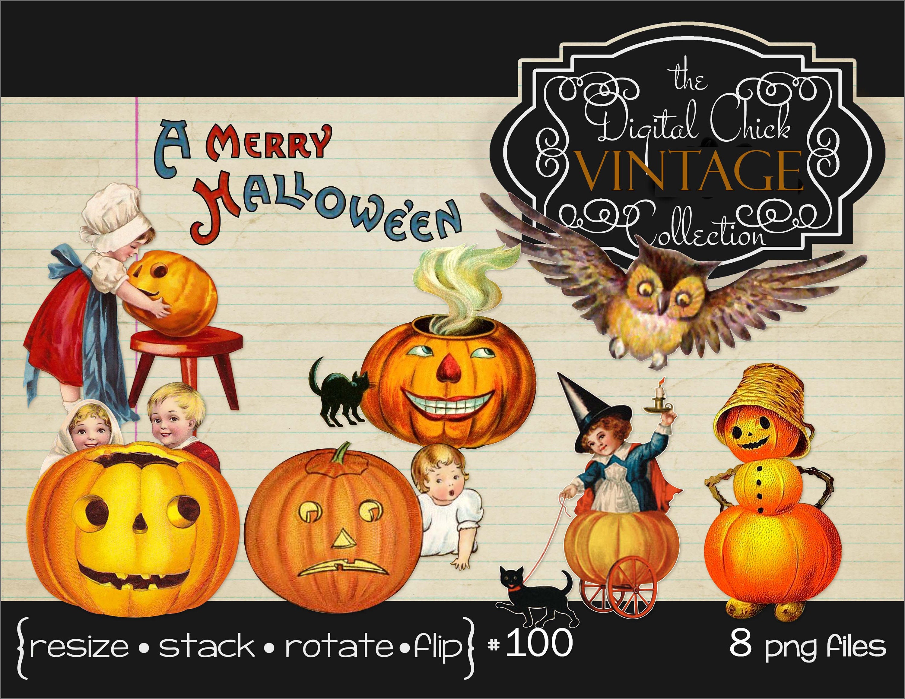 Digital Clipart Vintage Halloween Clipartinstant digital | Etsy
