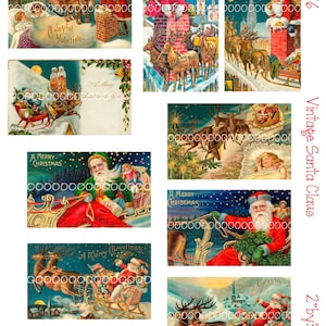 Digital Christmas Clipart, instant download, Vintage Santa Claus Reindeer and Sleigh  Images, chimney--8.5 by 11--Digital Collage Sheet  576