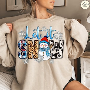 Let It Snow Snowman PNG, Winter Snowman Christmas png, Leopard Plaid Snow PNG, Cute Snowman Winter PNG, Let It Snow Sublimation Design