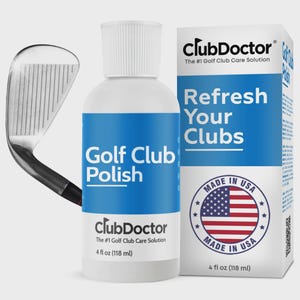 以下が含まれることがあります： 白いキャップと青いラベルが付いた118mlのClubDoctorゴルフ用クラブポリッシュボトルと、それに対応する長方形の箱。パッケージにはClubDoctor、Refresh Your Clubsというテキストと、円形のMade in USAグラフィックが記載されています。