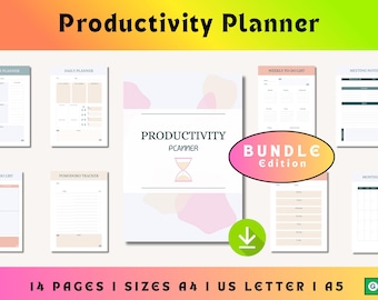 Productivity Planner digital | Undated Goal & Habit Tracker for GoodNotes and iPad | Printable PDF