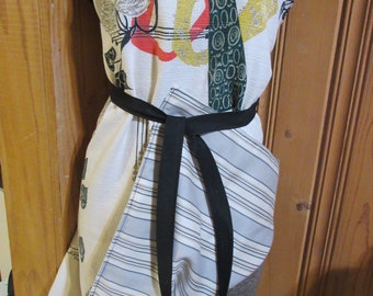 Adult Reversible Apron, Vintage Barkcloth, Ready to Ship,Free Shipping