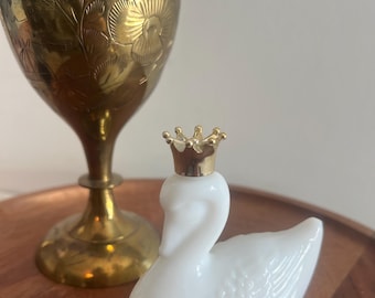 Vintage Avon Royal Swan Cologne Bottle: 1971 Milk Glass Decanter EMPTY