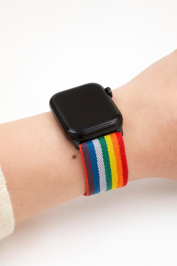Rainbow Pride Apple Watch Band – Woven Nylon Sport Loop  display picture 1