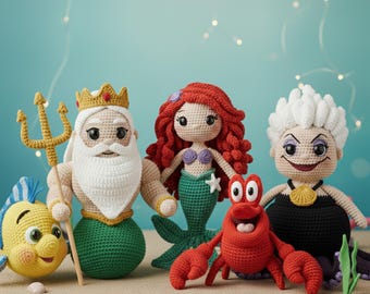 Little Mermaid Crochet Doll, Princess Ariel Plushie, Handmade Amigurumi, Birthday Gift For Kid, Mermaid Nursery Decor, Stuffed Mermaid Toy