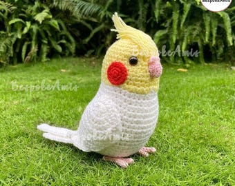 Crochet Cockatiel Parrot Plush, Cockatiel Bird Crochet Doll, Handmade Stuffed Bird, Parrot Stuffed Doll, Bird Lovers Gift, Animal Plush Toy