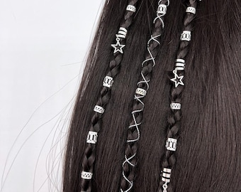 Star Metal Hair Cuffs, Hair Rings Set For Dreadlocks Braids, 36pc Gold Silver Hair Charms, Viking Hair Jewelry, Hair Accessory, Gift For Her