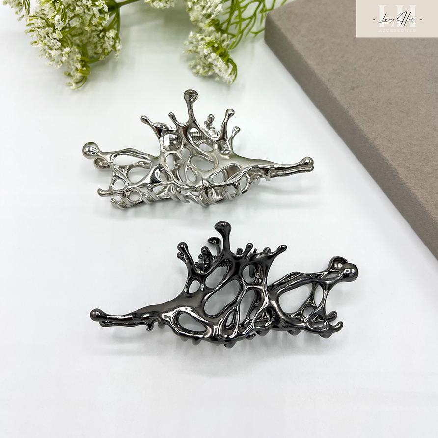 Metal Hair Clip, Large Silver Hair Claw, Black Strong Hair  display picture 3