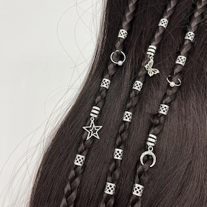 Gold Silver Hair Charms, Star Moon Metal Hair Cuffs, 25pcs Hair Rings Set For Dreadlocks Braids, Viking Hair Accessories