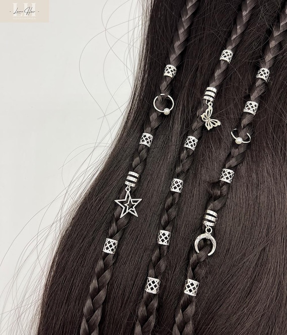Gold Silver Hair Charms, Star Moon Metal Hair Cuffs, 25pcs Hair Rings Set For Dreadlocks Braids, Viking Hair Accessories, Gift For Her Women